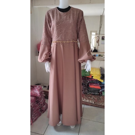 READY STOK baju gamis wanita muslimah / gaun pesta wanita elegan / gaun kondangan wanita muslimah / 