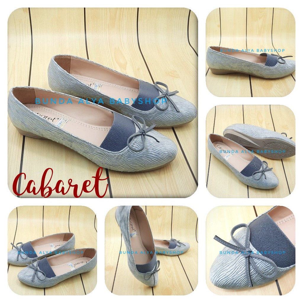 Sepatu Wanita CABARET Flatshoes Premium ABU Size 37 - 40 - Sepatu Flat Wanita Casual Good Quality