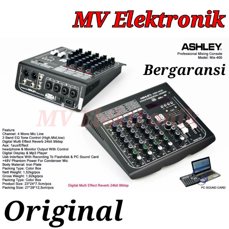 Mixer Ashley Mix 400 Original 4 Channel Bluetooth Original Ashley Mix400