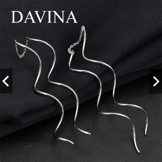 Anting Fashion DAVINA Mary Earrings Lapis Emas Putih 18K White Gold Wanita Korea Panjang Spiral Unik