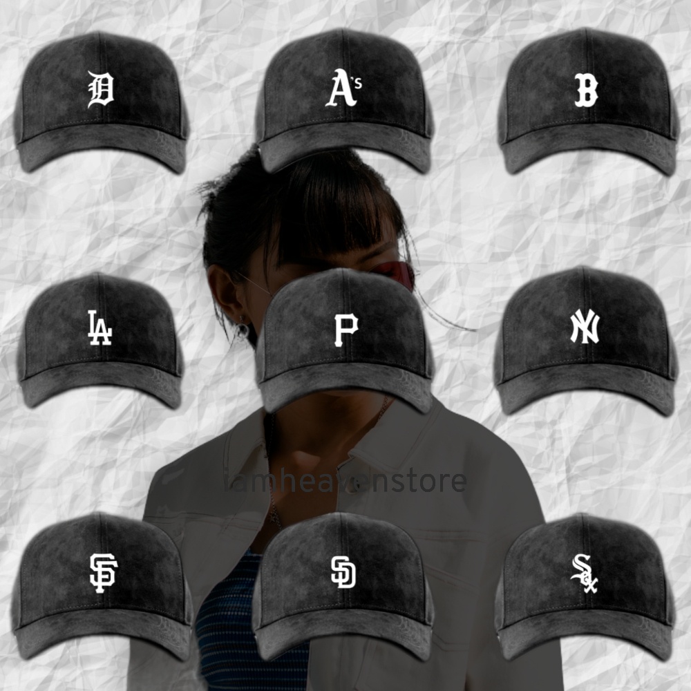 Topi Baseballcap Pria Wanita Terbaru Huruf Inisial Logo MLB Major League Baseball Softball LA P AS B D SF AS SD Yankees Dodgers Red Sox Athletics Padres White Sox NY Warna Hitam