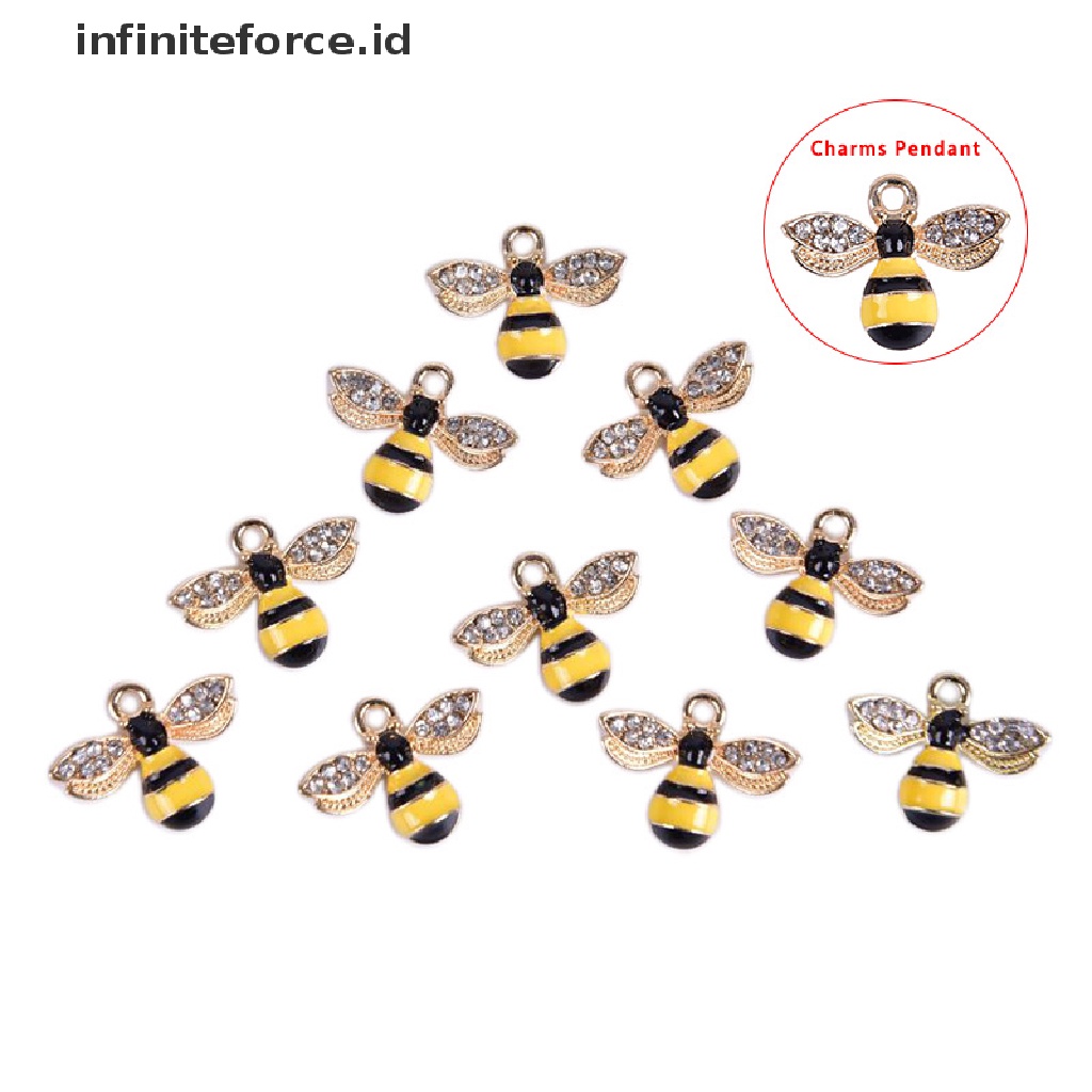 10pcs / set Liontin Enamel Kristal Bentuk Lebah Madu Untuk Membuat Perhiasan Diy