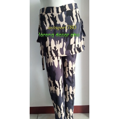celana senam zumbo/aerobic zumbo/celana senam wanita/celana rok kantong wanita/celana olahraga/cbr rok kantong/bawahan olahraga/celana panjang/celana panjang rok/cod/bayar di tempat/terlaris/siap di kirim/populer-Loreng abu