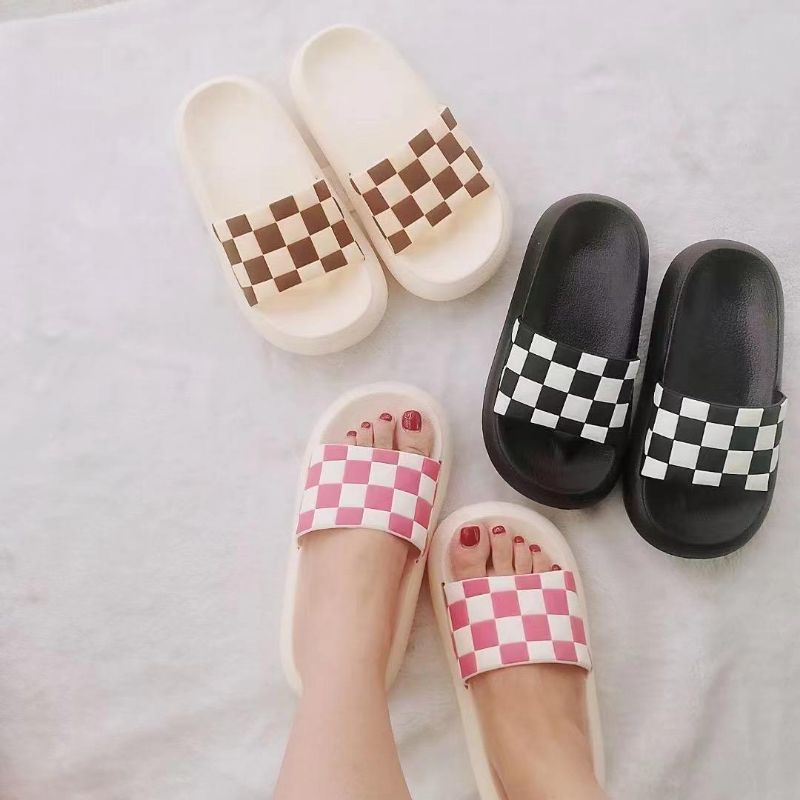 Sandal Slop EVA pria wanita Kotak Catur Import High Quality