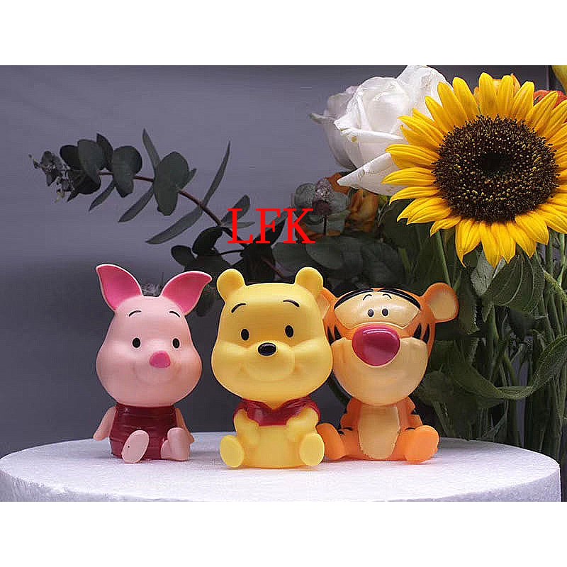 IMPORT TK TOPPER 8CM BEAR PANDA POOH DEKORASI KUE HIASAN FIGURE ANAK ULTAH PAJANGAN MAINAN KID BABY 