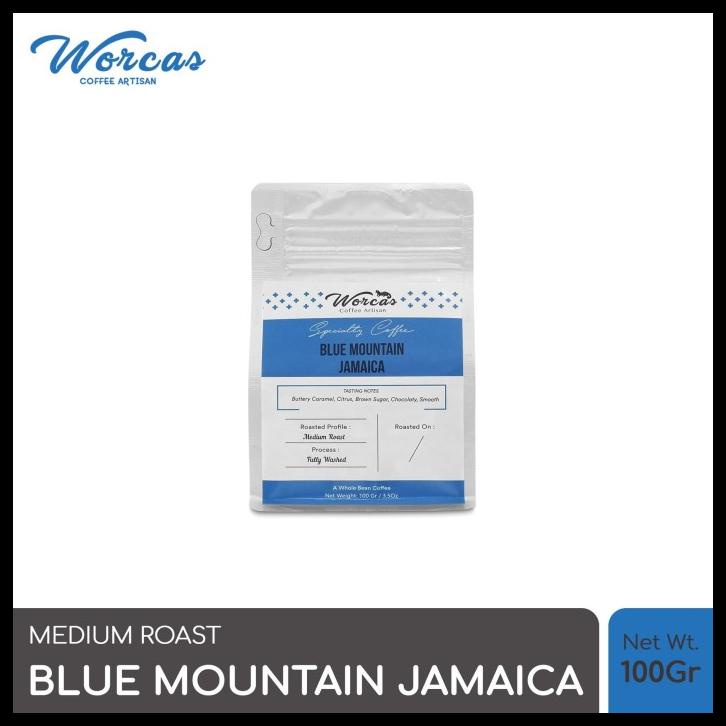 

DISKON TERBATAS !!! WORCAS ARABICA JAMAICA BLUE MOUNTAIN 100GR - MEDIUM ROASTED COFFEE TERLARIS