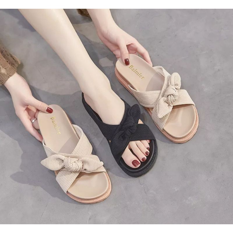 Sandal Wedges Wanita Terbaru / Sandal Slop Wanita / Sandal Wanita Alana / Sendal Wanita Platform Fashion Korea / Bisa Cod