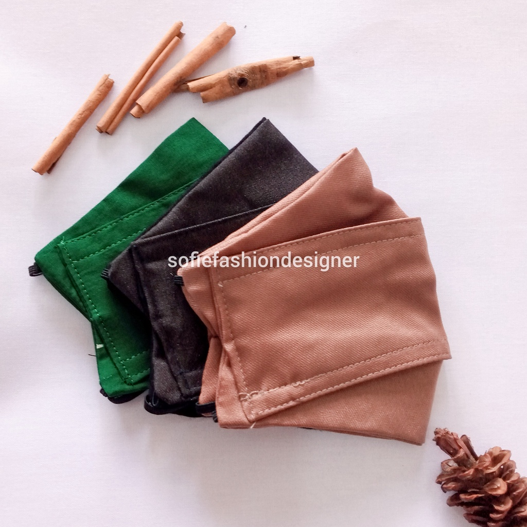 Masker Kain 3D Polos Model Cantol by Sofie Fashion Designer