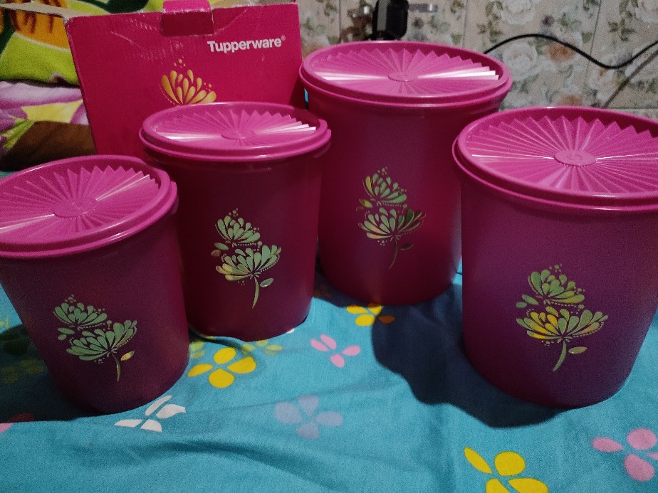 Lotus Deco Canister Set ( Toples ) Pink Tupwr