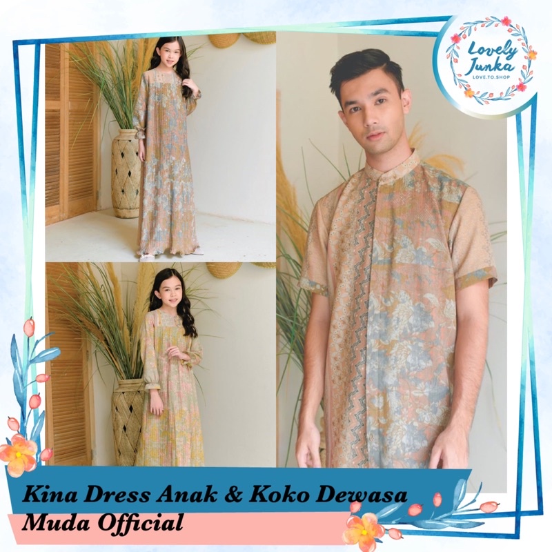 [READY] KINA DRESS ANAK KOKO DEWASA MUDA OFFICIAL (LIME BROWN 3-4 TH BROWN XL)