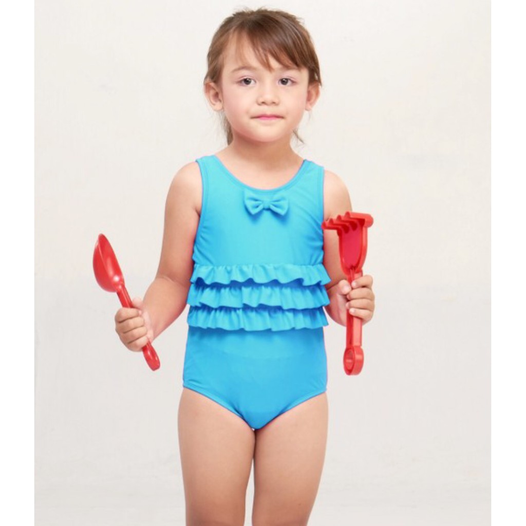 Lee Vierra - Kids Swimwear Ruffle Waist BLUE