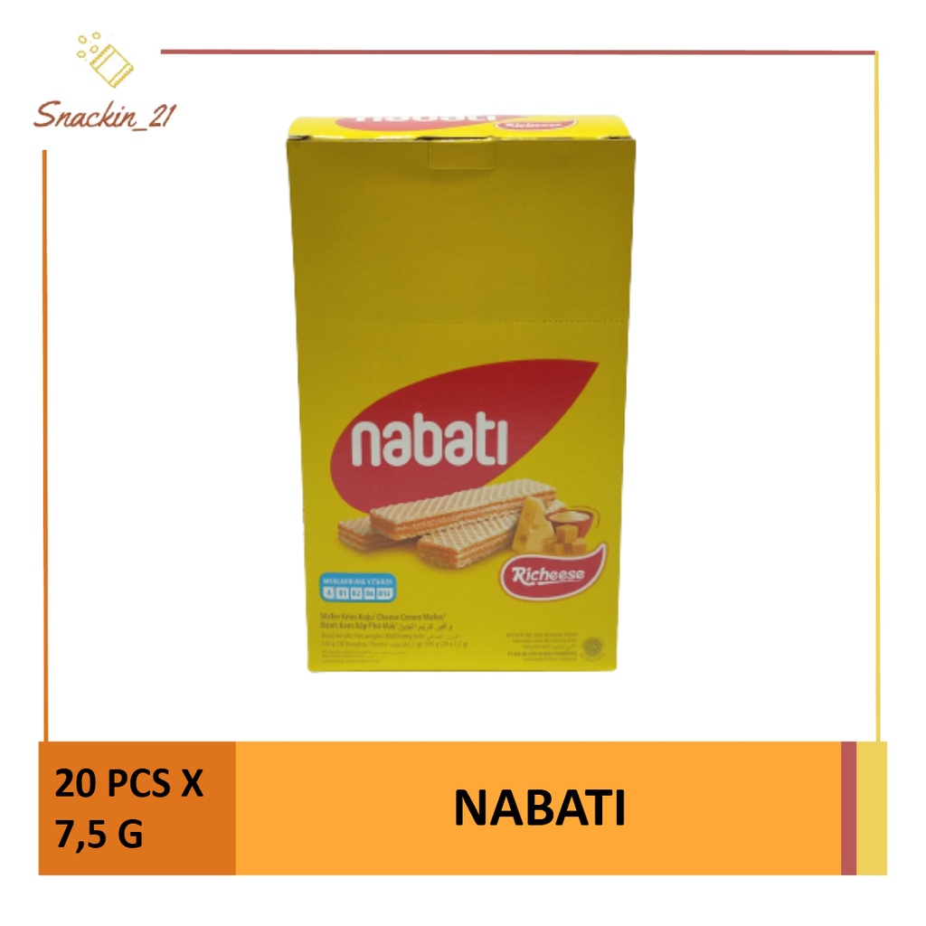 

Richoco Nabati Wafer Keju (1 Pack isi 20 pcs x 7,5 gr)