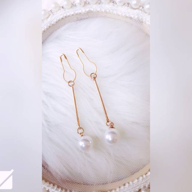 A181 Anting hijab juntai pearl gold