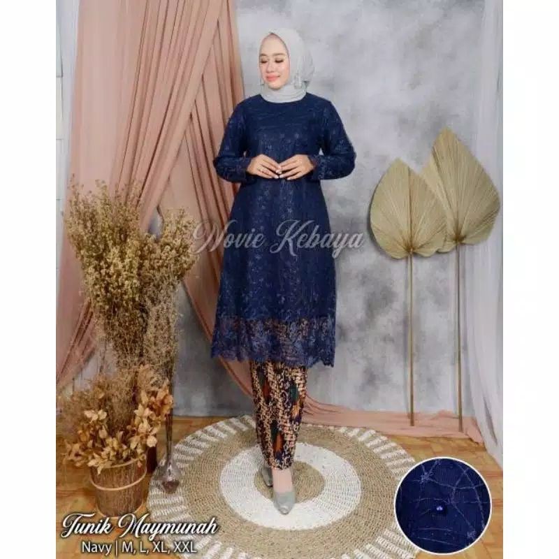 REAL PICT SETELAN KEBAYA TUNIK TULLE/KEBAYA MODERN/KEBAYA WISUDA/KEBAYA TUNANGAN