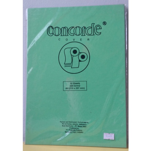 

CONCORDE COVER A4 220G 80229 HIIJAU 1 PAK (10 LEMBAR)