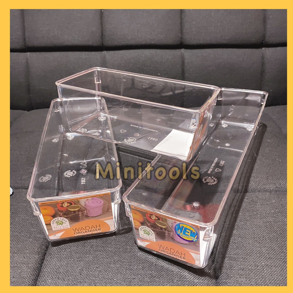 BIG PROMO Kotak Penyimpanan Kulkas / Wadah Sebaguna Acrilic / Green Leaf 1380