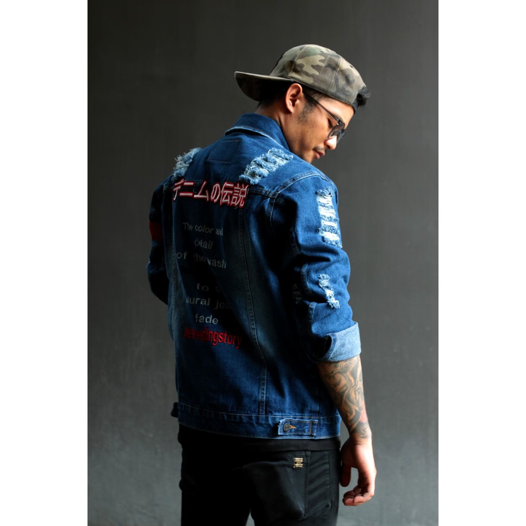 Seri ILRJJ231 Jacket Japanese Ripped jeans pria distro jaket ripped jeans Bio wash Legend of Denim