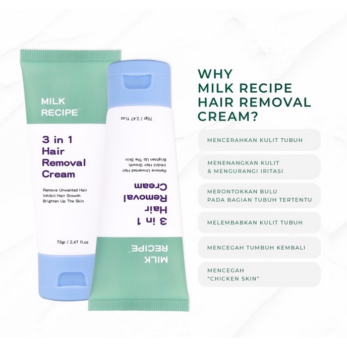 MILK RECIPE aha body booster / 3 in 1 hair removal cream penghilang bulu kaki ketiak murah bpom recipe menghilangkan ketek waxing wax ketek mencerahkan body lotion serum skin barrier kulit bekas luka kasar memudarkan niacinamide melindungi ceramide sehat