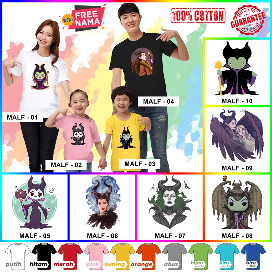 [FREE NAMA!!] Baju Kaos ANAK DAN DEWASA Maleficent BANYAK MOTIF