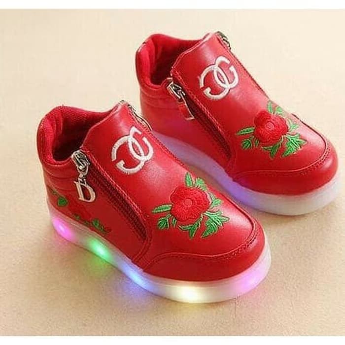 Jual Sepatu Lampu LED Boots Anak Perempuan  Sepatu Boots Anak Perempuan Ros   21  Putih New