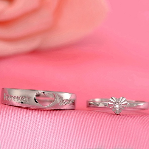 Hu Hu Hu Hu Hu Alat Bantu Pasang Kacamata♡ Cincin Open Ring Desain Hati Hollow Lapis Silver Untuk Pasanganpriawanita