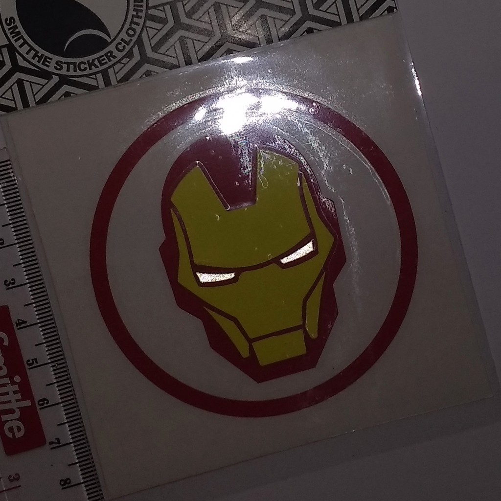 Stiker Iron Man Helmet v.3 Logo Cutting Sticker 3W untuk aksesoris Motor Mobil