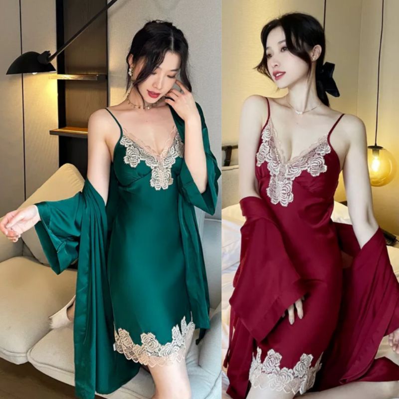 Kimono Mini Dress Setelan Wanita 2in1 Setelan Wanita Kekinian / Piyama Wanita / Baju Wanita Kekinian