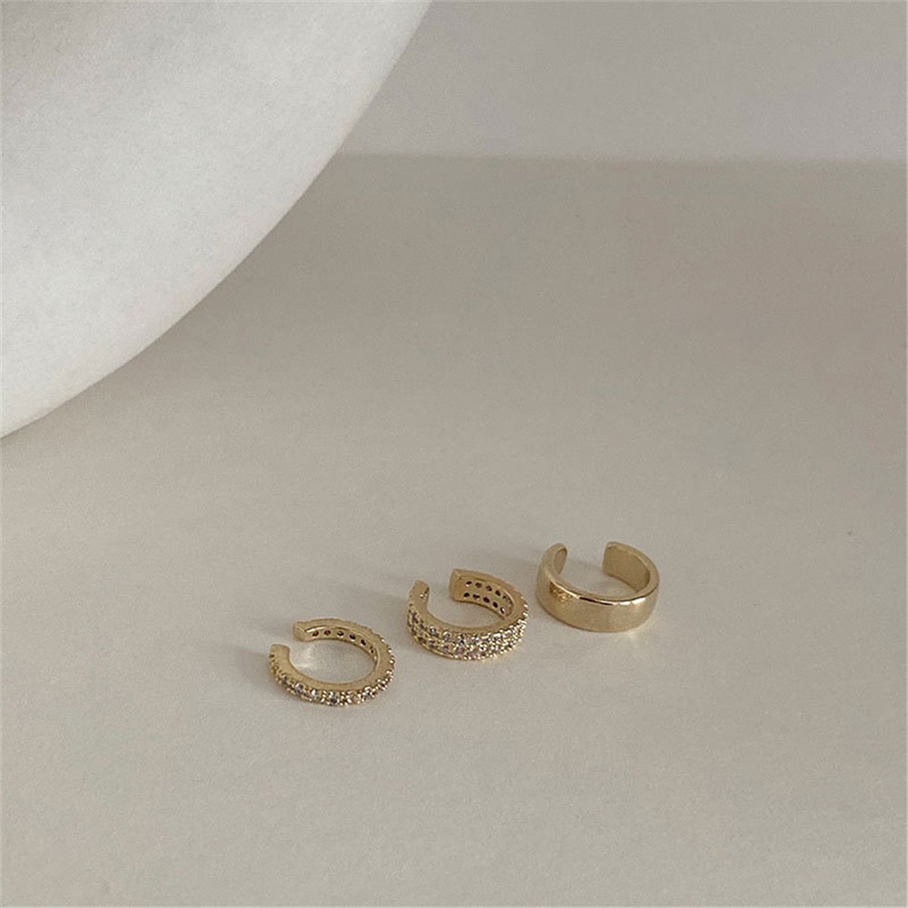 【COD Tangding】3pcs/set Ear Bone Clip Retro Cold Personality No-pierced Zircon Fashion Ear Jewelry