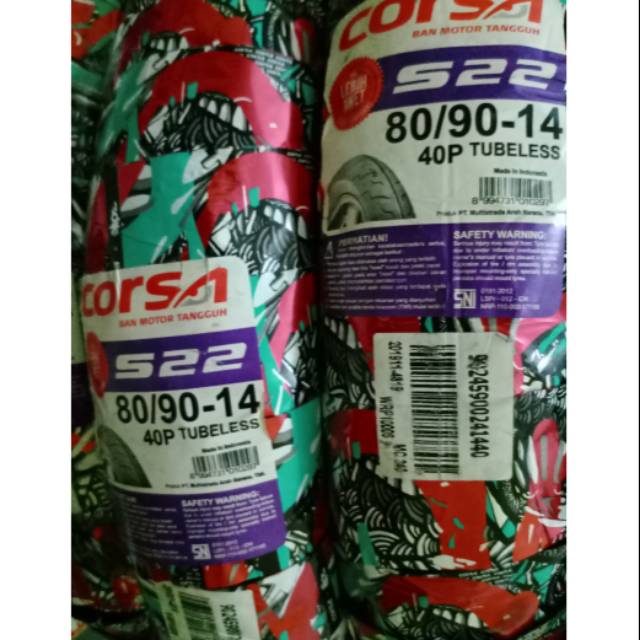 Ban tubeless belakang corsa S-22 uk. 80/90-14 yamaha mio/mio j/soul gt/xeon/rc/mio smile/mio soul