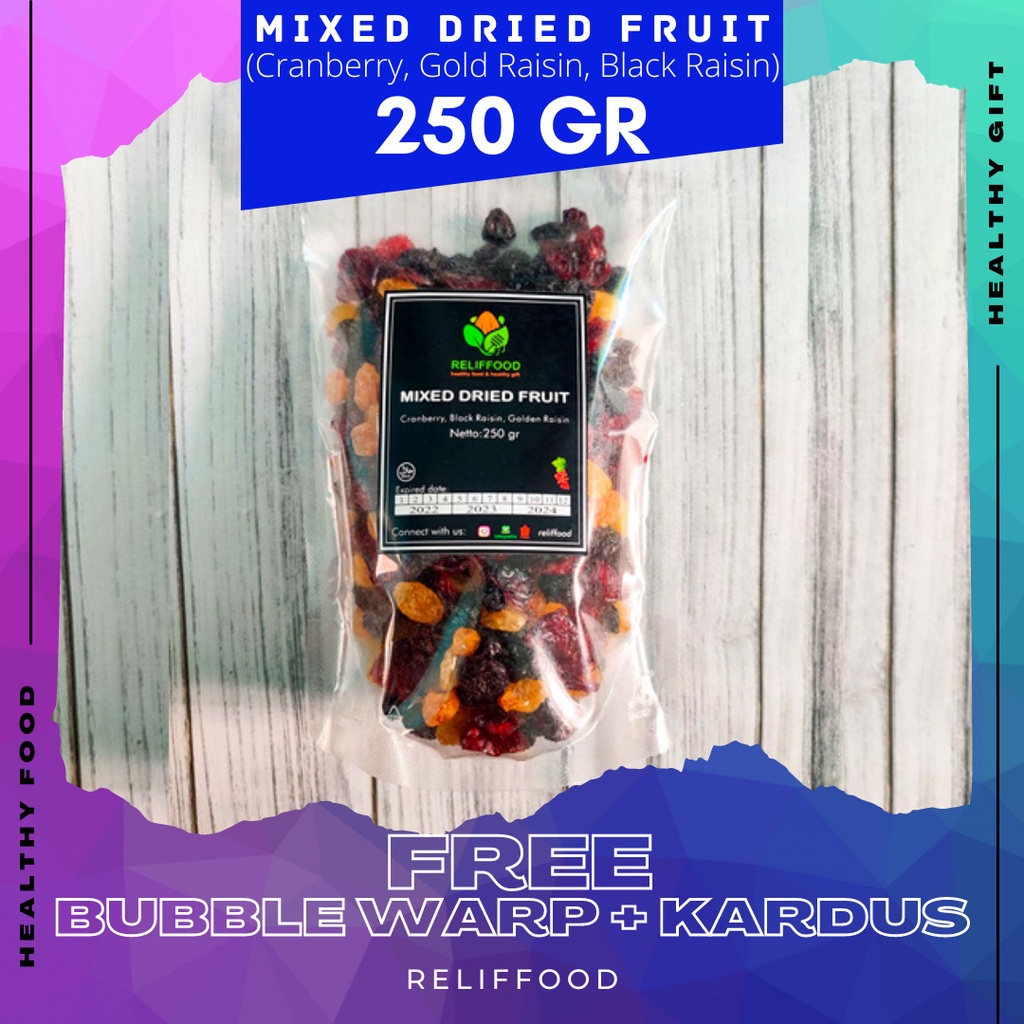 MIX RAISIN 250 GRAM (Cranberry, Black Raisin, Golden Raisin) BUAH KERING CAMPUR