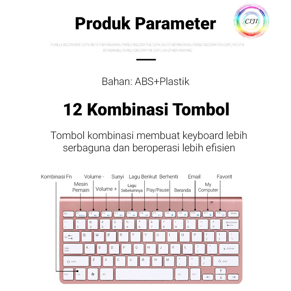 [ COD ] CIJI Paket Keyboard Wireless + Mouse Wireless Silent Desain Ultrathin Elegan-1