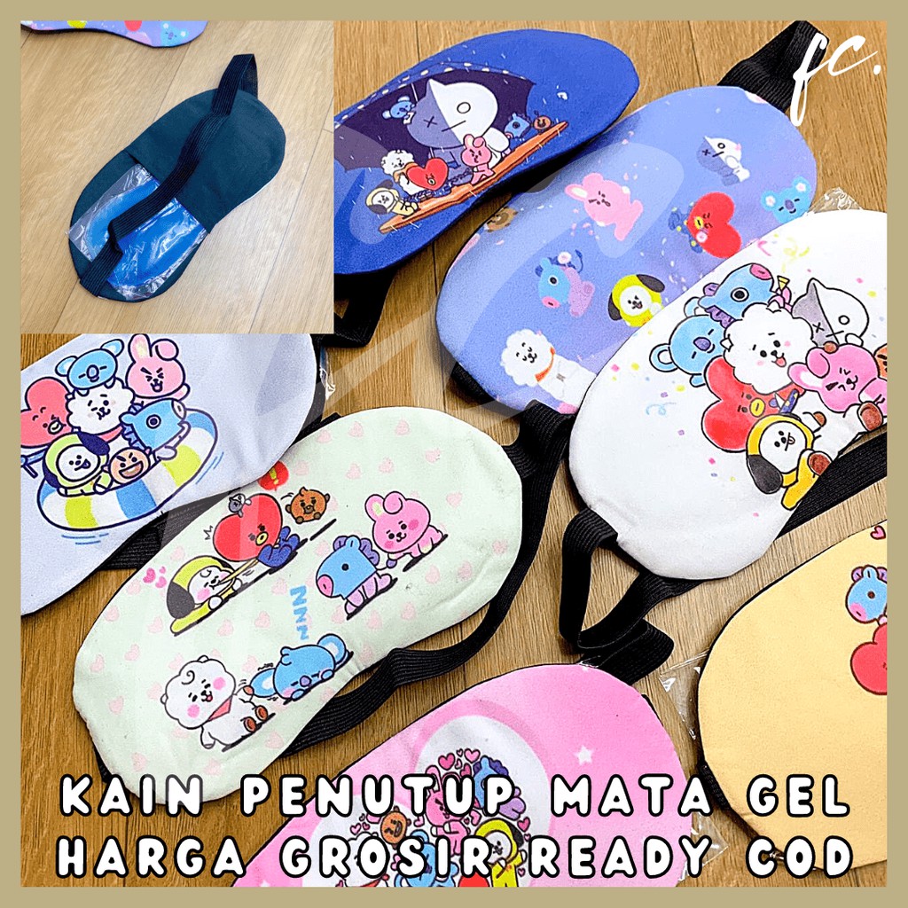 Kain Penutup Mata / Blindfold / Eye Sleep Mask Gel Kompres BT21 Korean Army BTS Grosir Ready COD