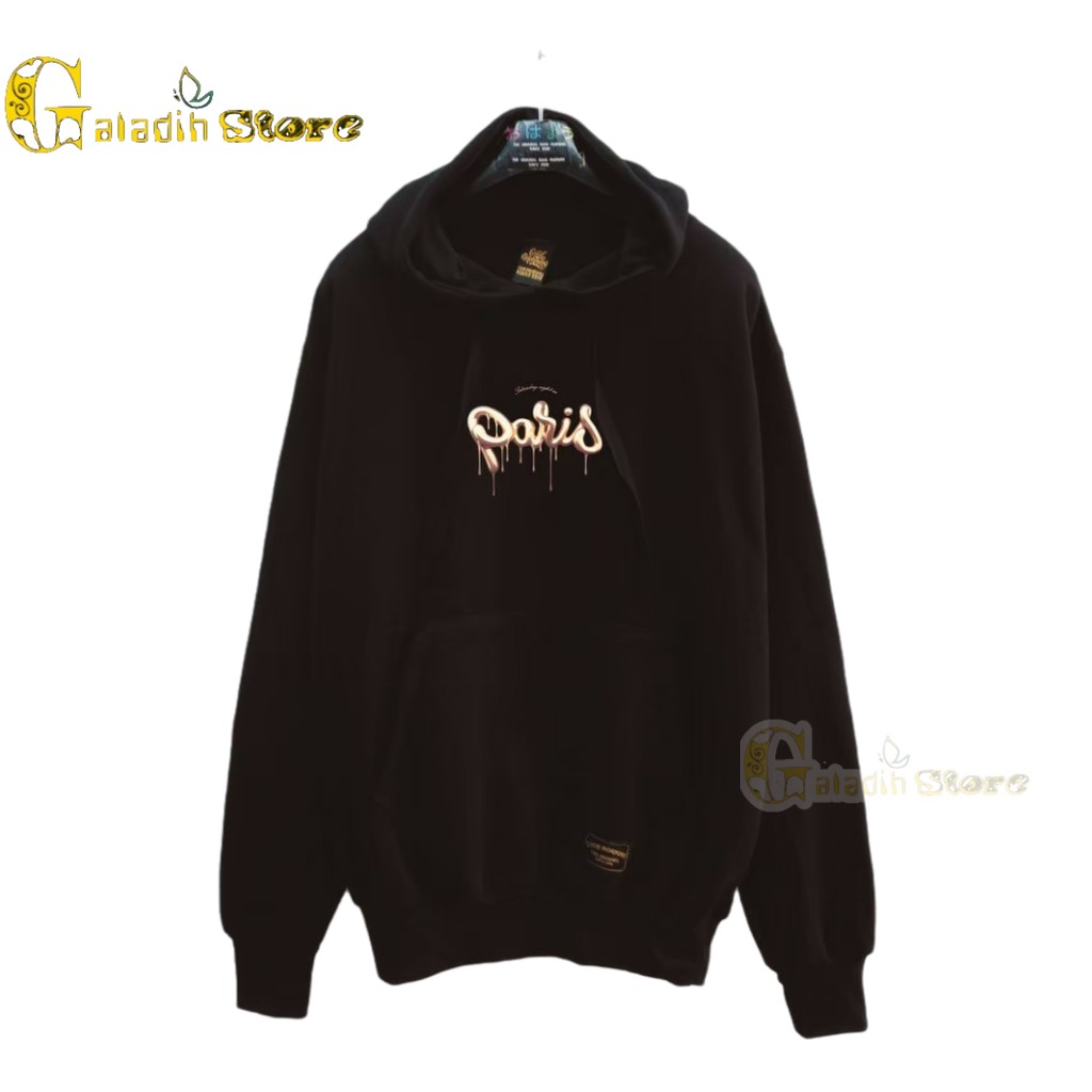 Hoodie Pria Distro original brand tebal Sweater Good Morning Paris Hitam Unisex Cowok Cewek Terbaru