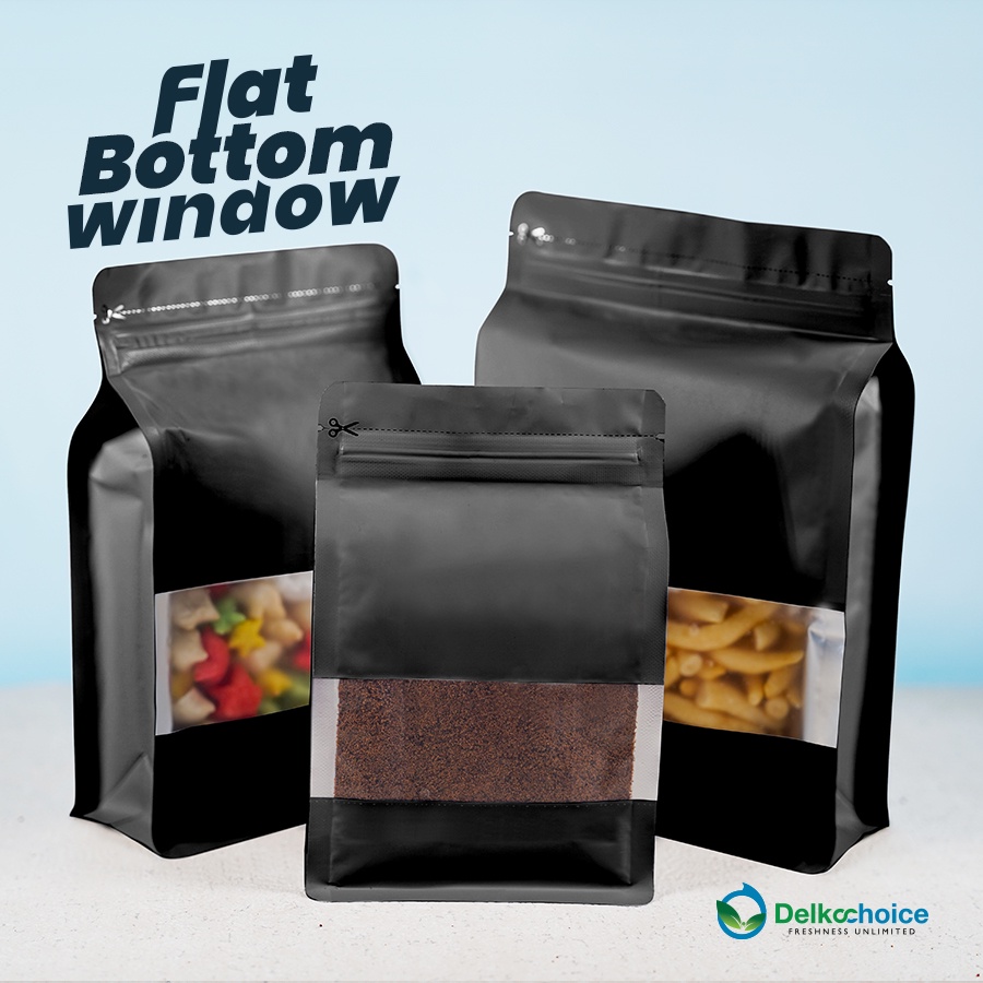 STANDING POUCH FLAT BOTTOM WINDOW BLACK PREMIUM - NON VALVE