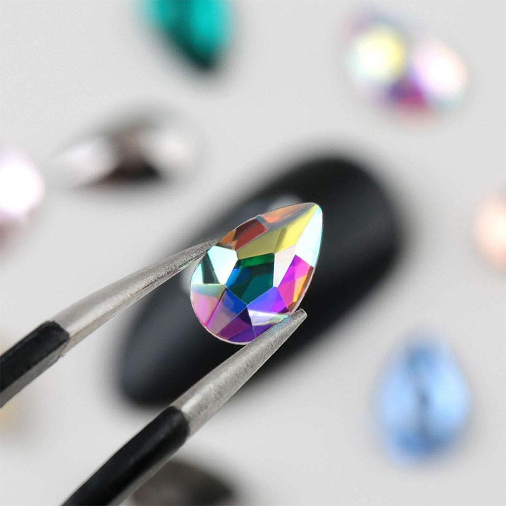 Mxbeauty Kuku Rhinestones Set Warna-Warni Multi Bentuk AB Kaca Flatback Rhinestones Pesona Shiny Tweezer Manicure