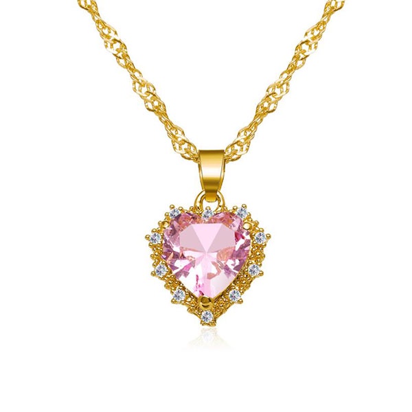 kalung hati kristal crystal zircon love necklace (3D3) jka234