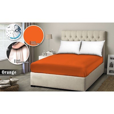 SPREI MONALISA POLOS WATERPROOF - 160x200 anti ompol air water proof polos emboss- 160 QUEEN sp160wpmona-Orange