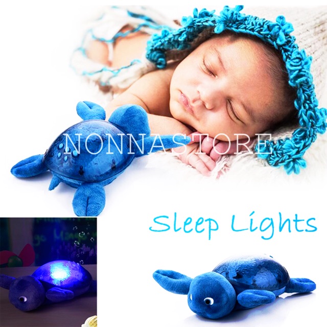 Cartoon sleeping sea elves projection lamp turtle lamp star projector LED music night light kids