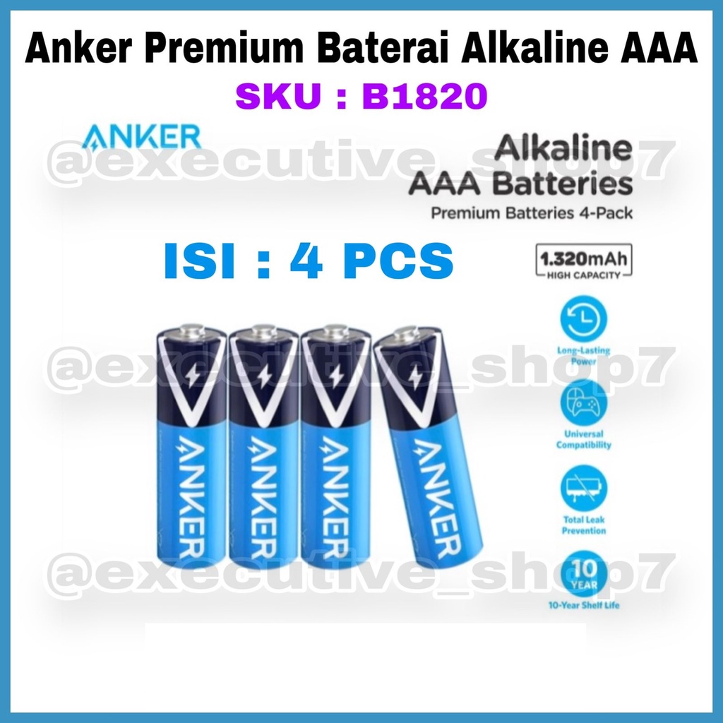 Anker Premium Baterai Alkaline AAA SKU : B1820 ISI 4 PCS TIDAK ADA GARANSI