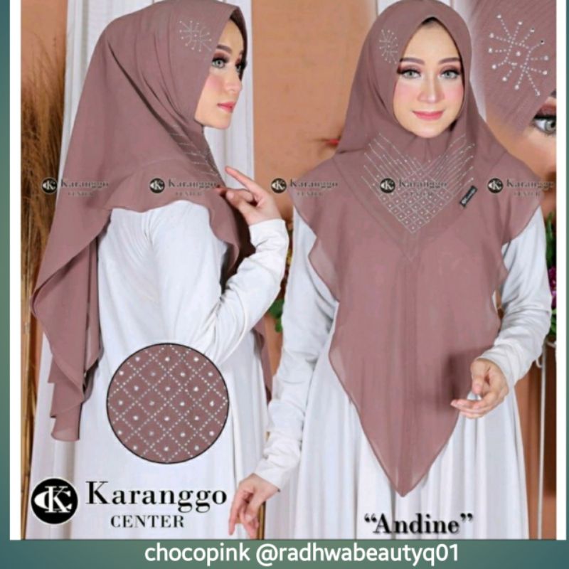 KHIMAR ANDINE ORI KARANGGO-Chocopink model foto