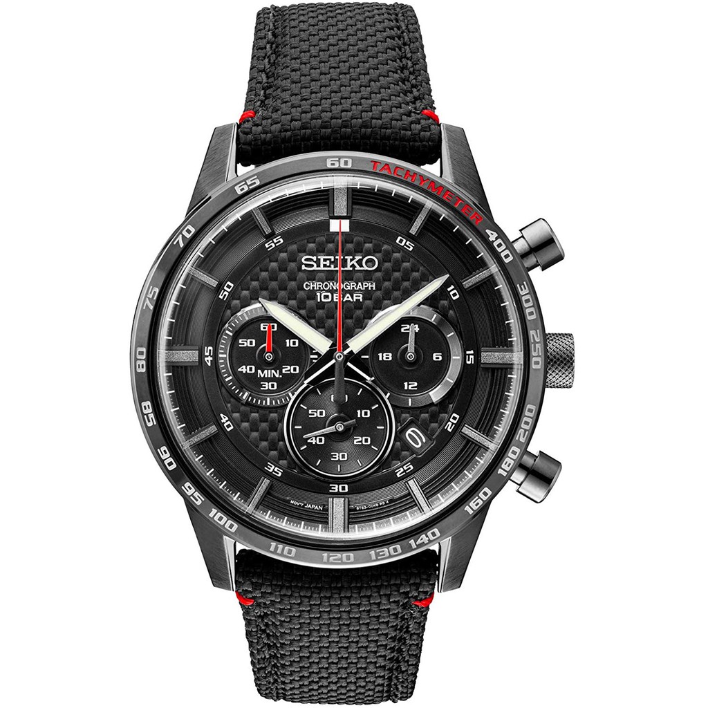 Seiko Chronograph SSB359P1 Neo Sport Full Black Nylon Jam Tangan Pria Original SSB359