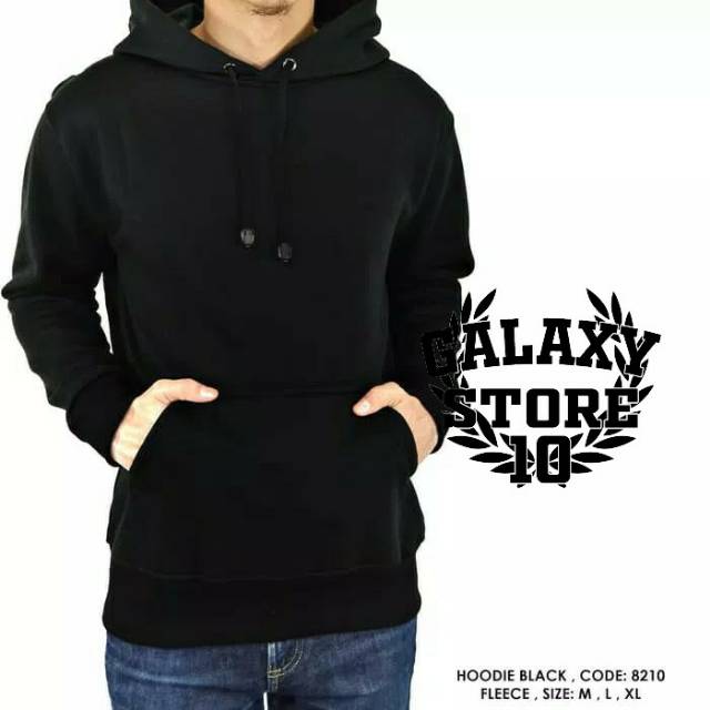 JAKET SWEATER SWITER HOODIE JUMPER POLOS POLOSAN HITAM COWOK PRIA - Hitam,