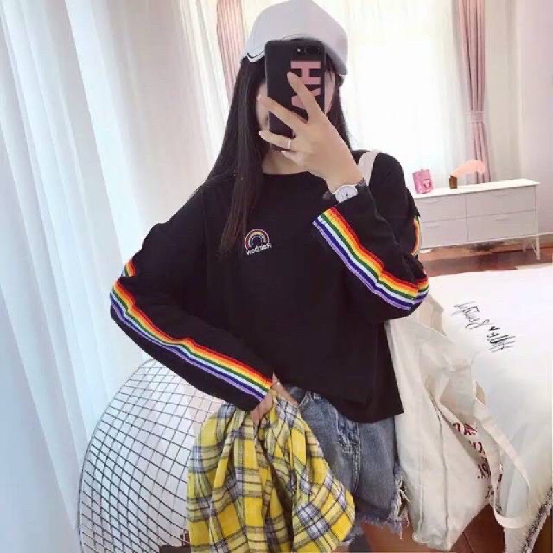 SWEATER RAINBOW SABLON LIST TIMBUL BAHAN BABYTERRY