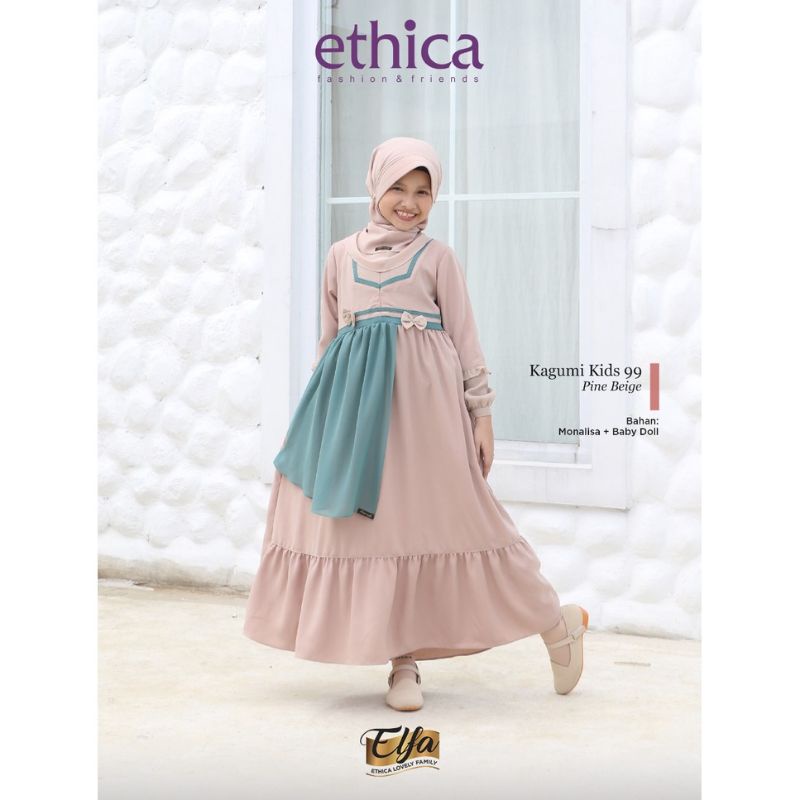 READY SIAP KIRIM | HB - KAGUMI KIDS 99 PINE BEIGE | GAMIS ANAK ETHICA TERBARU | GAMIS ANAK SET HIJAB