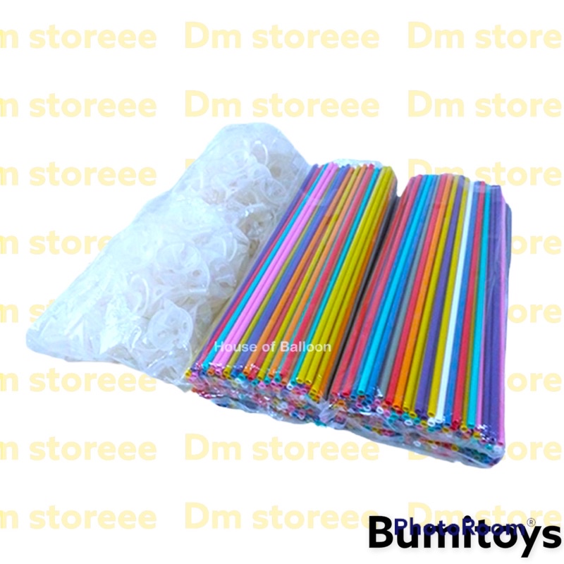 50 pcs cup stik balon / gagang balon / tankai balon / pegangan balon latex