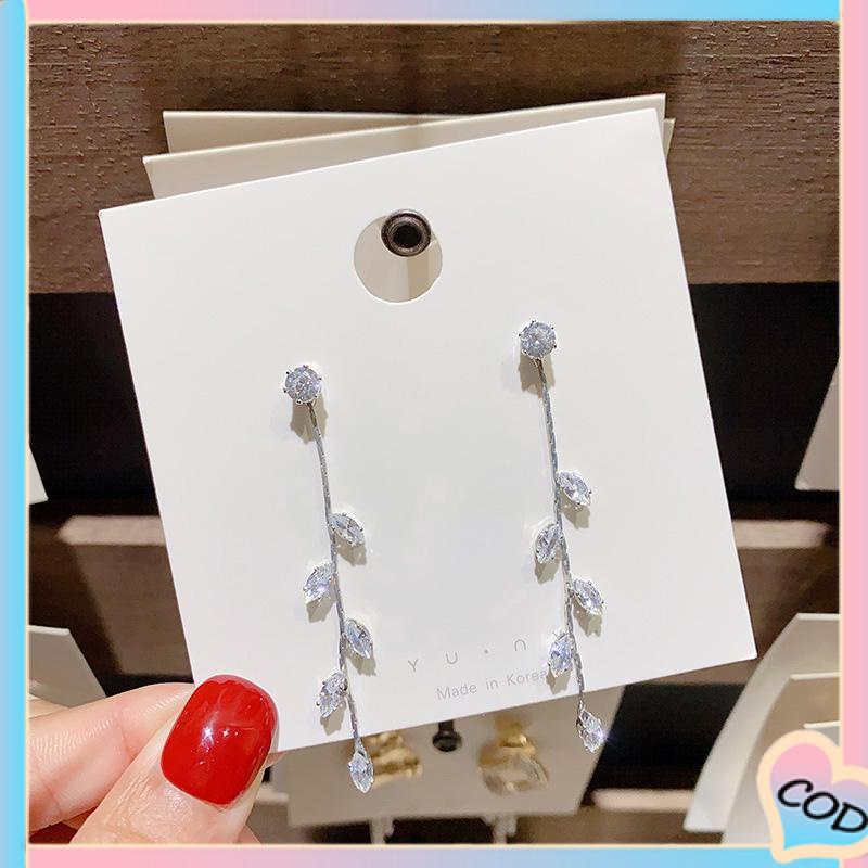 COD❤️ S925 Silver Willow Earrings Wanita Temperamen Anting Rumbai Panjang Sederhana-A.one