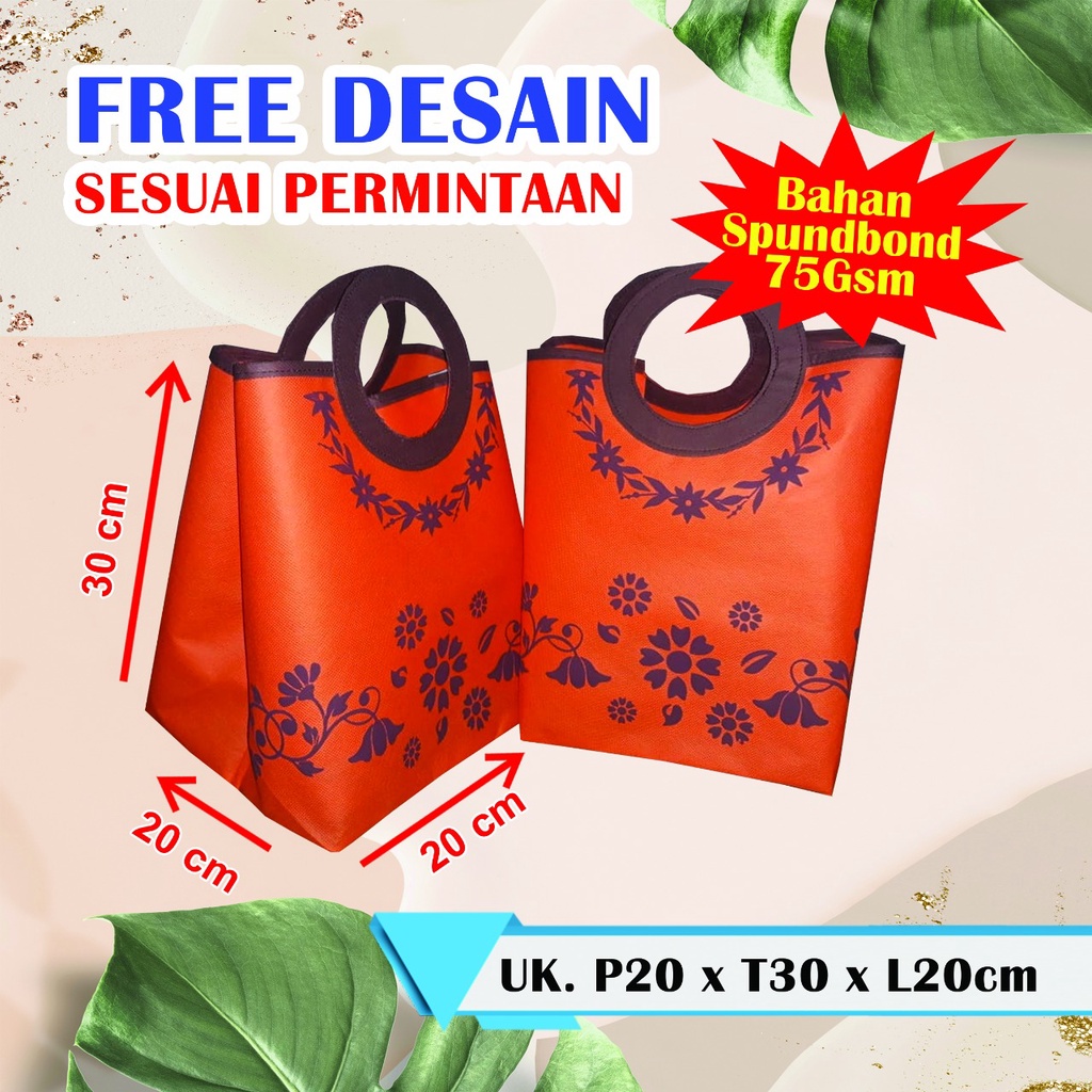 

TAS PEGANGAN BULAT NASI KOTAK 20X20 / TAS BERKAT MURAH / TAS BERKAT FREE NAMA SABLON