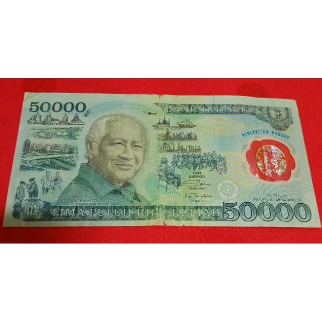 Uang kuno kertas Rp. 50.000 polymer gambar suharto