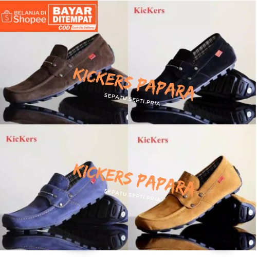 Sepatu Pria Slip On Kickers Papara knop Sepatu Slop Cowok Casual Santai Mocassin -Bisa COD