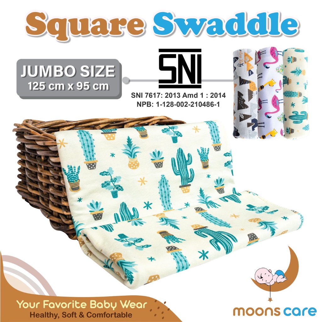 SNI DITA moonscare Bedong Segi Empat Jumbo Size 125X95 Cm Bedong jumbo Square